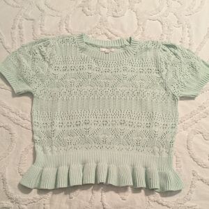 LC Lauren Conrad Mint Pointelle Knit Top